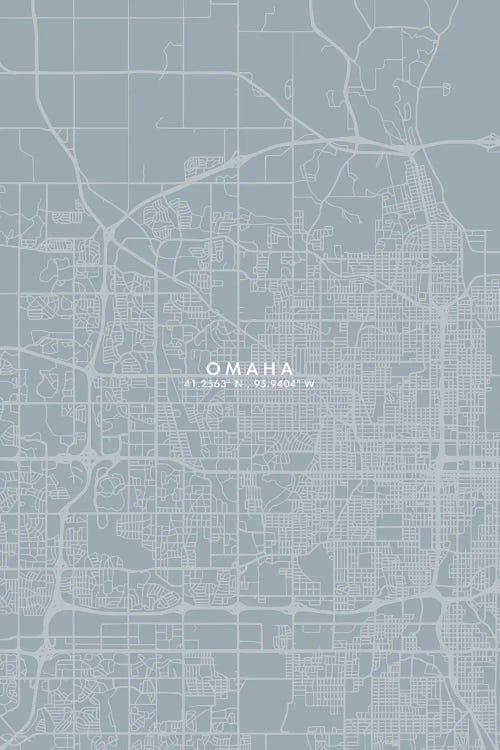 Omaha City Map Grey Blue Style