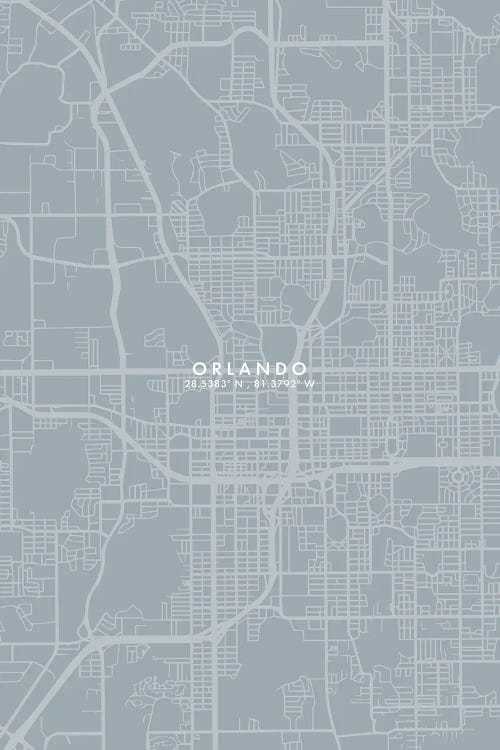 Orlando City Map Grey Blue Style