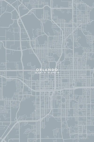 Orlando City Map Grey Blue Style
