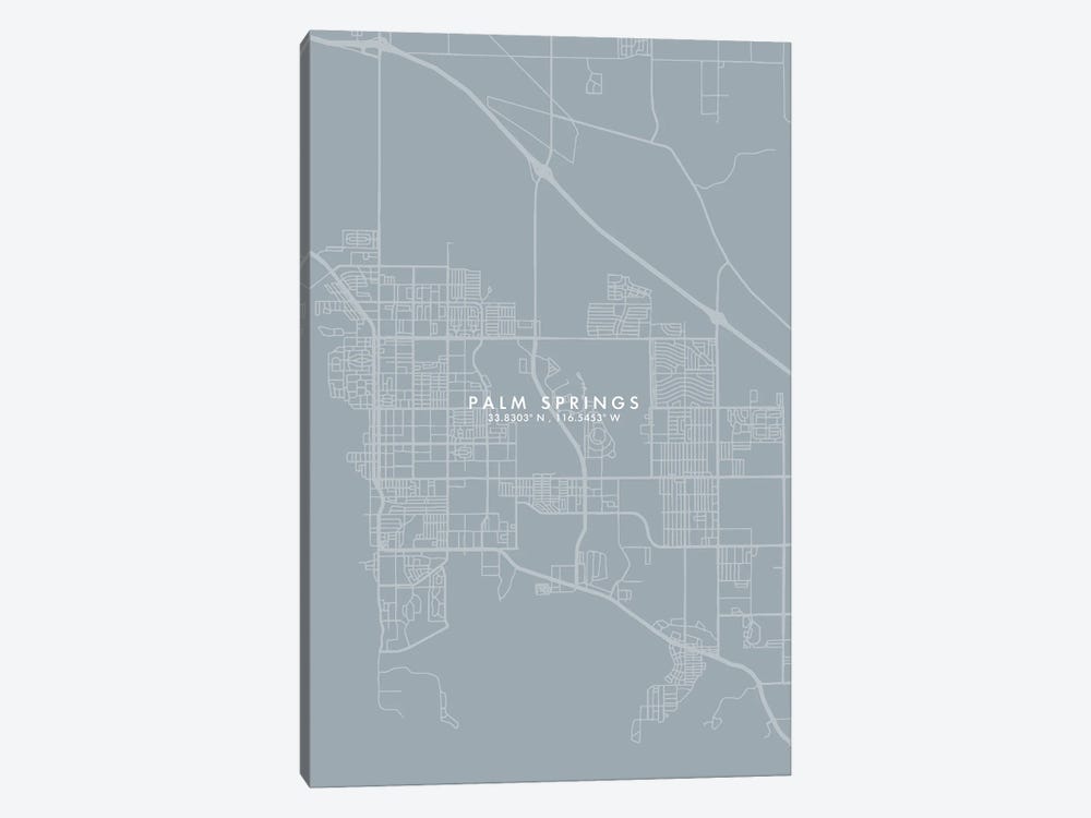 Palm Springs, California City Map Grey Blue Style by WallDecorAddict 1-piece Art Print