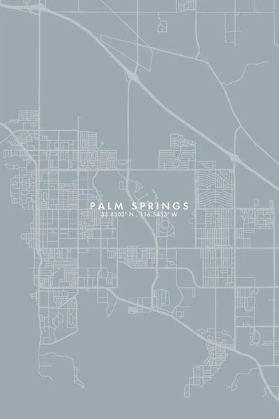 Palm Springs: Palm Springs, California City Map Grey Blue Style by WallDecorAddict