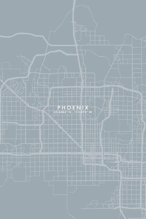 Phoenix City Map Grey Blue Style