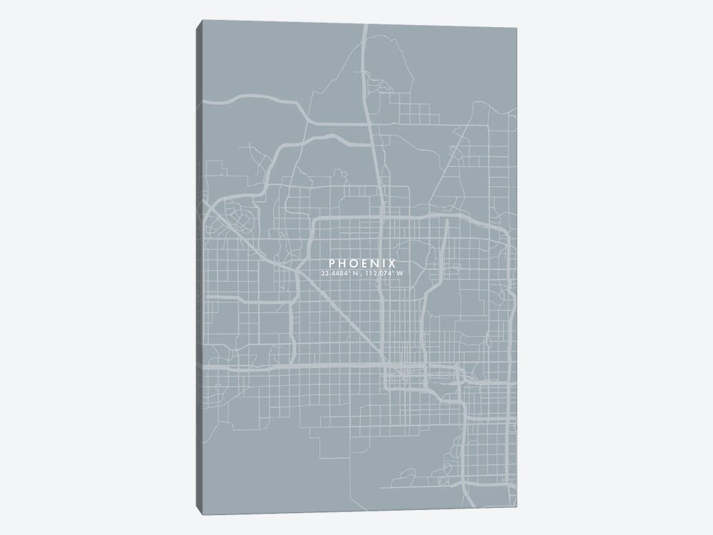 Phoenix City Map Grey Blue Style by WallDecorAddict 1-piece Art Print