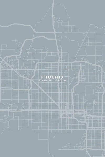 Phoenix City Map Grey Blue Style