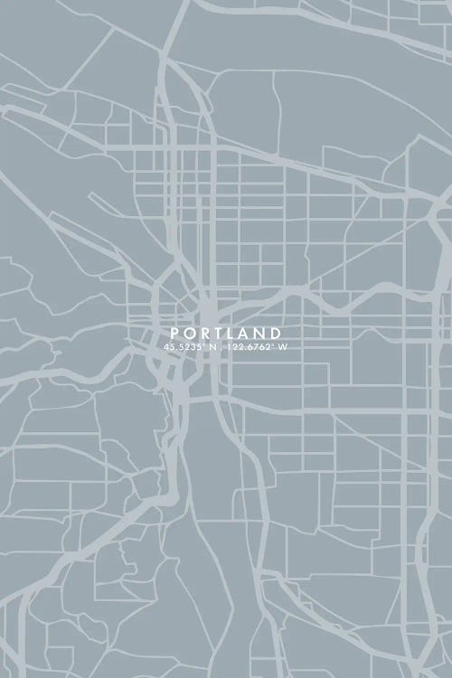 Portland City Map Grey Blue Style