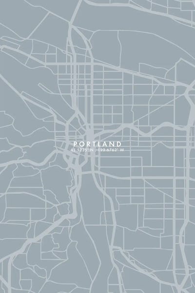 Portland: Portland City Map Grey Blue Style by WallDecorAddict