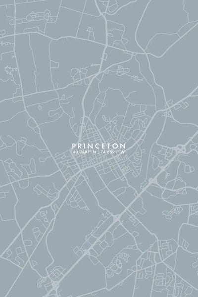 Princeton, New Jersey City Map Grey Blue Style