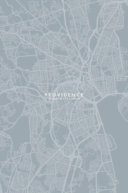 Providence City Map Grey Blue Style