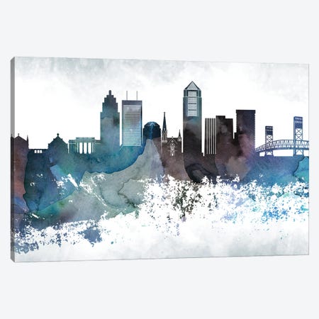 Jacksonville Bluish Skylines Canvas Print #WDA178} by WallDecorAddict Art Print