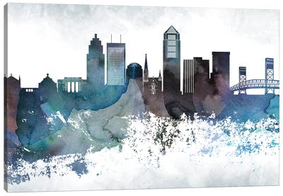 Jacksonville Bluish Skylines Canvas Art Print - WallDecorAddict