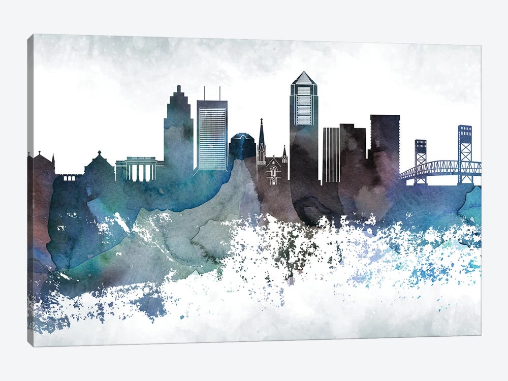 Jacksonville Bluish Skylines by WallDecorAddict 1-piece Art Print