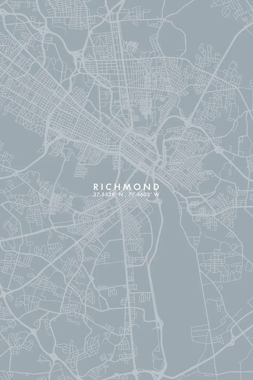 Richmond City Map Grey Blue Style