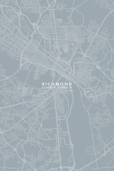 Richmond: Richmond City Map Grey Blue Style by WallDecorAddict