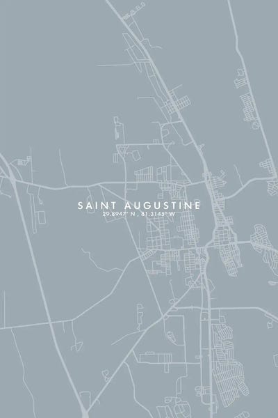 Saint Augustine City Map Grey Blue Style by WallDecorAddict gallery poster