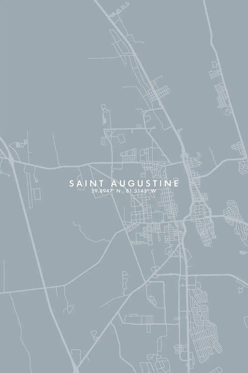 Saint Augustine City Map Grey Blue Style by WallDecorAddict wall art
