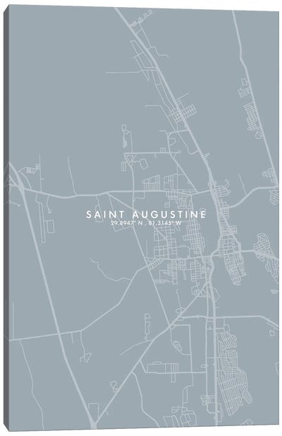 Saint Augustine City Map Grey Blue Style Canvas Art Print