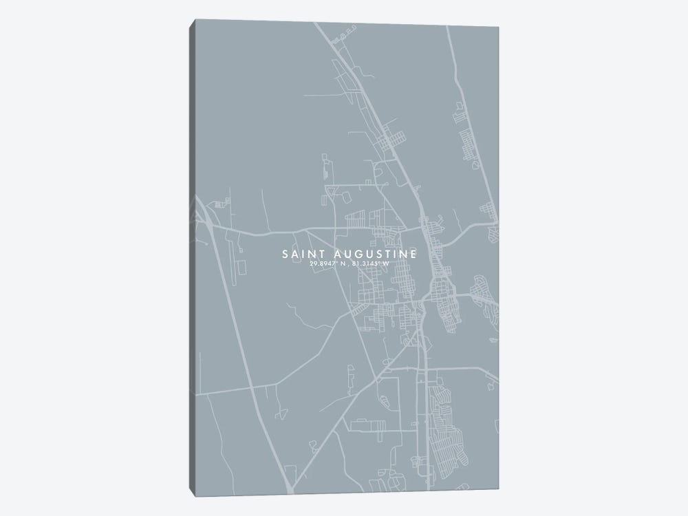 Saint Augustine City Map Grey Blue Style by WallDecorAddict 1-piece Art Print