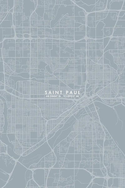 Saint Paul City Map Grey Blue Style by WallDecorAddict canvas print