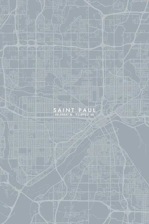 Saint Paul City Map Grey Blue Style by WallDecorAddict wall art