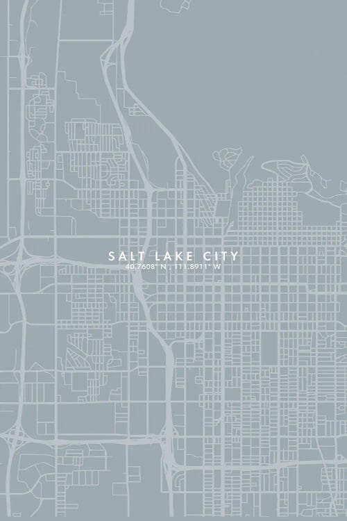 Salt Lake City Map Grey Blue Style