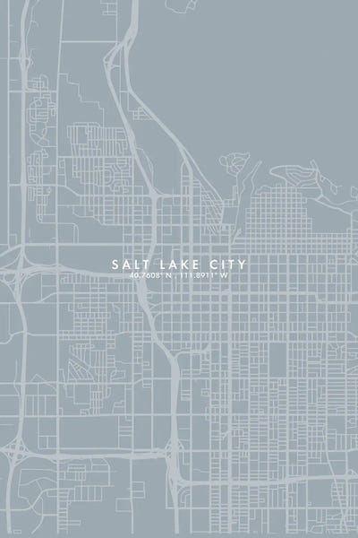 Salt Lake City: Salt Lake City Map Grey Blue Style by WallDecorAddict