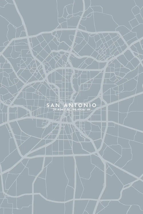 San Antonio City Map Grey Blue Style by WallDecorAddict wall art