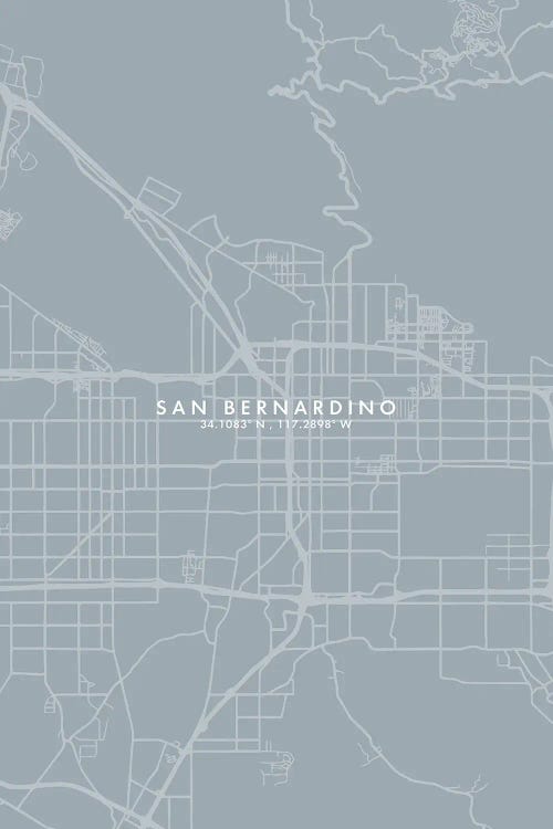 San Bernardino City Map Grey Blue Style