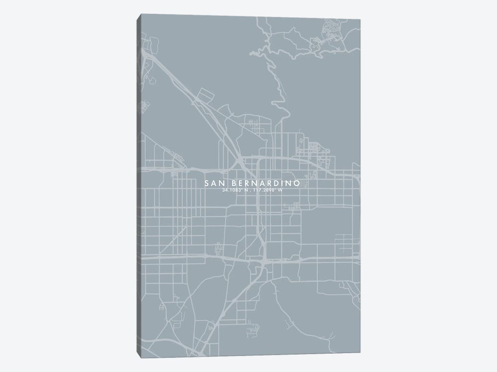 San Bernardino City Map Grey Blue Style by WallDecorAddict 1-piece Art Print
