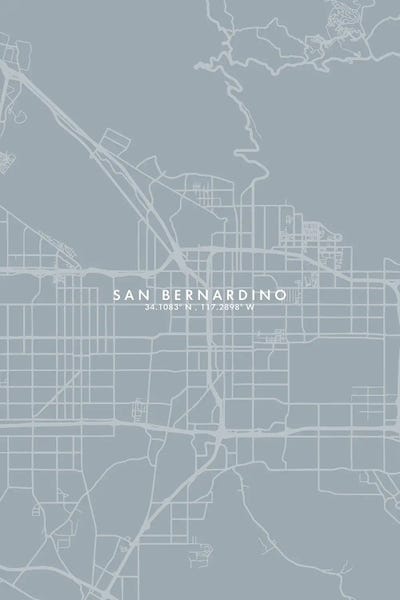 San Bernardino City Map Grey Blue Style