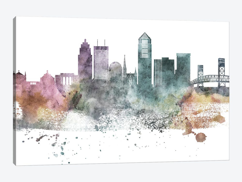 Jacksonville Pastel Skylines by WallDecorAddict 1-piece Canvas Artwork
