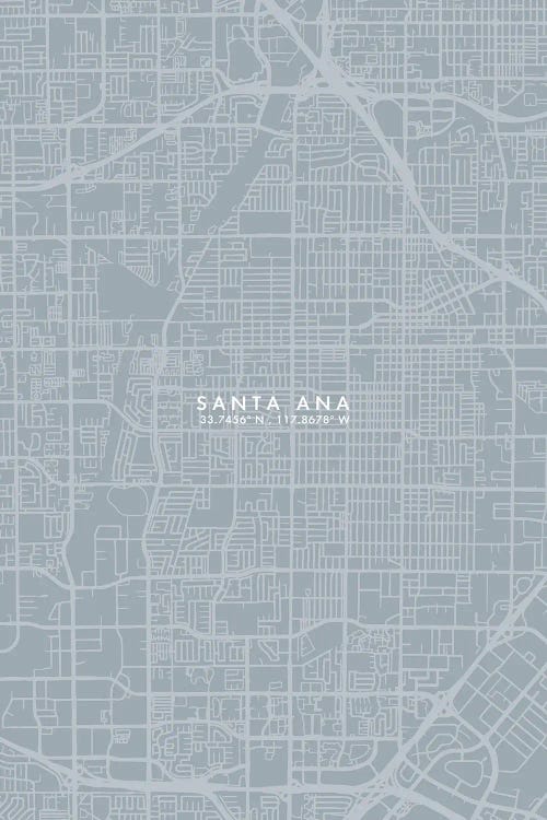 Santa Ana City Map Grey Blue Style