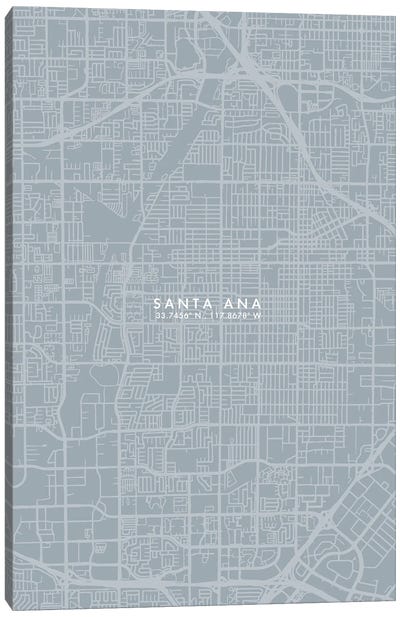 Santa Ana City Map Grey Blue Style Canvas Art Print