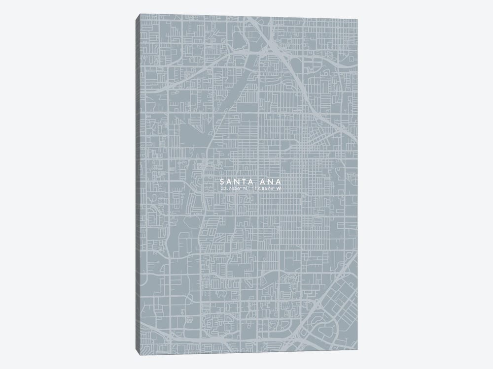 Santa Ana City Map Grey Blue Style by WallDecorAddict 1-piece Art Print