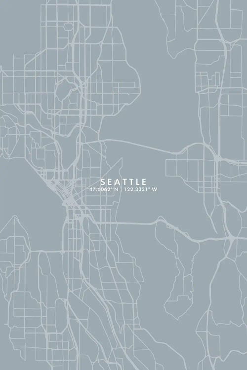 Seattle City Map Grey Blue Style