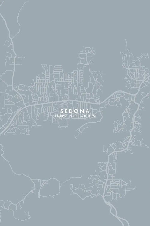 Sedona, Arizona City Map Grey Blue Style