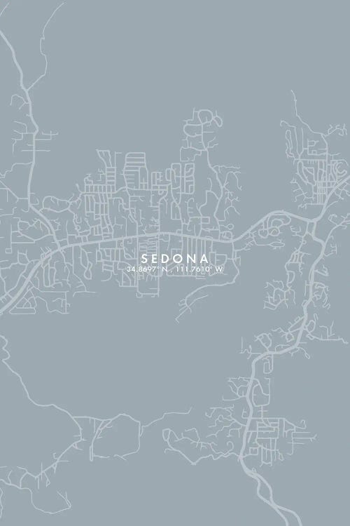 Sedona, Arizona City Map Grey Blue Style by WallDecorAddict wall art