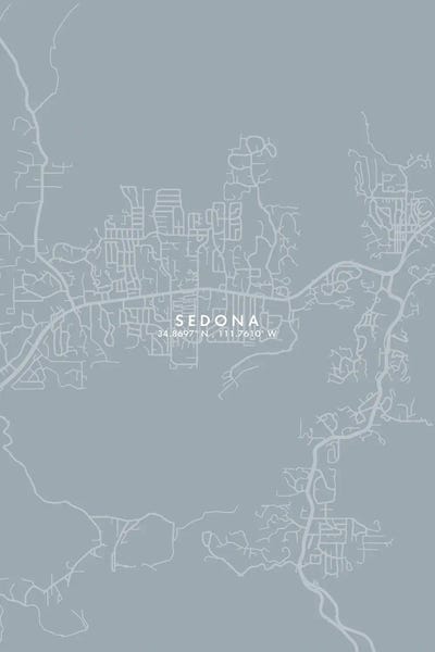 Sedona: Sedona, Arizona City Map Grey Blue Style by WallDecorAddict