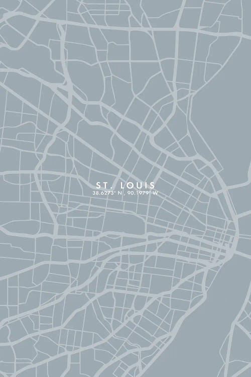 Saint Louis City Map Grey Blue Style