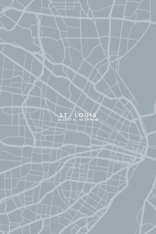 Saint Louis City Map Grey Blue Style by WallDecorAddict wall art