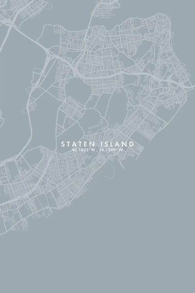 Staten Island: Staten Island, New York City Map Grey Blue Style by WallDecorAddict