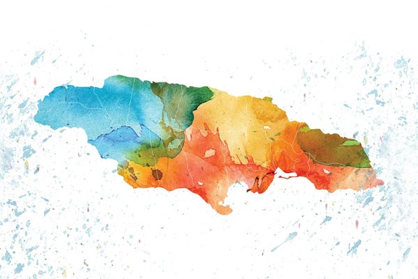 WallDecorAddict: Jamaica Colorful Map by WallDecorAddict