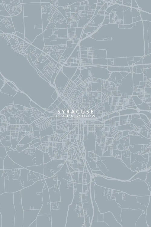 Syracuse, New York City Map Grey Blue Style