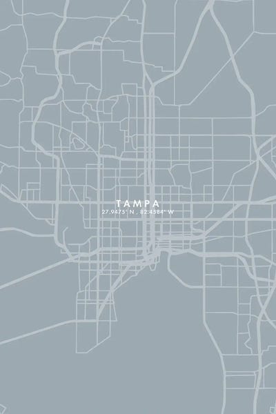 Tampa City Map Grey Blue Style