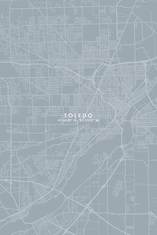 Toledo City Map Grey Blue Style