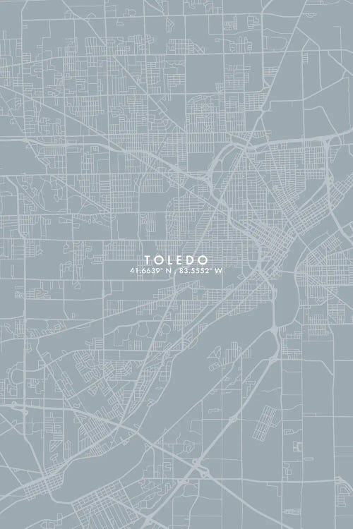 Toledo City Map Grey Blue Style by WallDecorAddict wall art