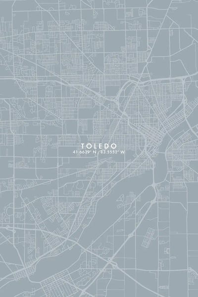 Toledo: Toledo City Map Grey Blue Style by WallDecorAddict