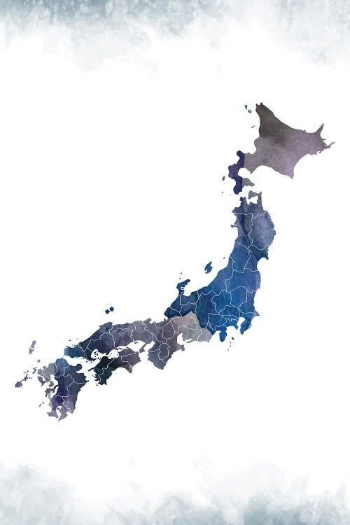 Japan Bluish Map by WallDecorAddict canvas print
