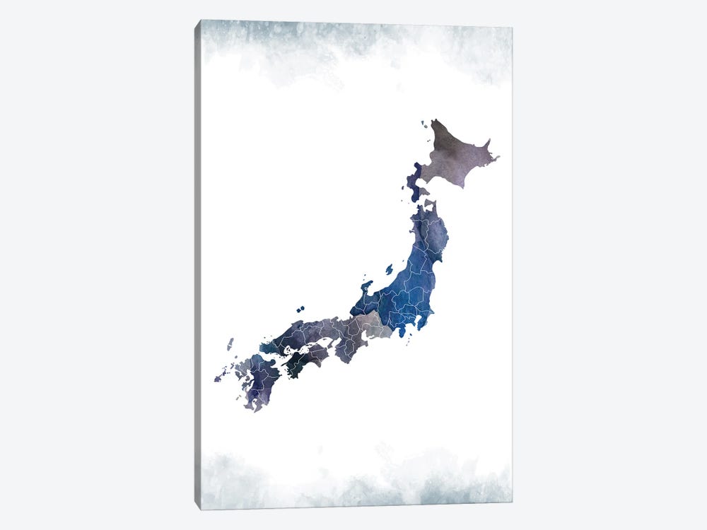 Japan Bluish Map by WallDecorAddict 1-piece Canvas Art Print