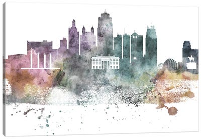 Kansas City Pastel Skylines Canvas Art Print - Kansas City Art