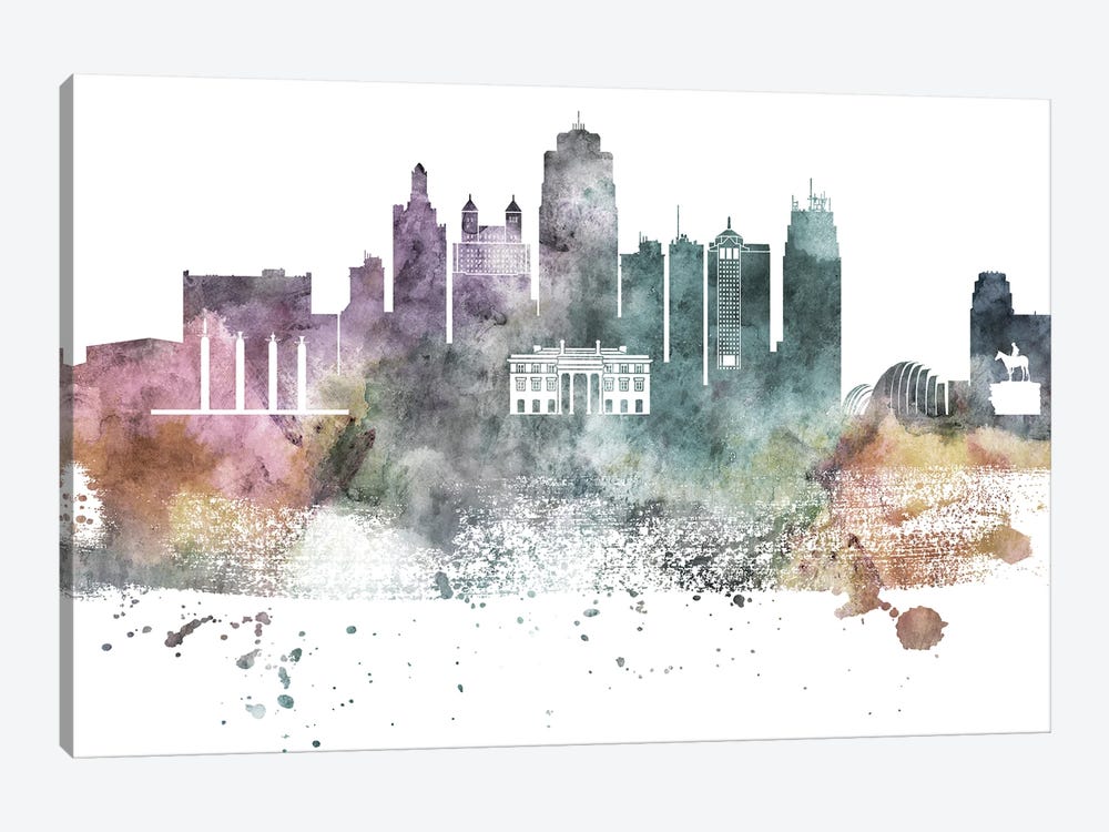 Kansas City Pastel Skylines by WallDecorAddict 1-piece Art Print